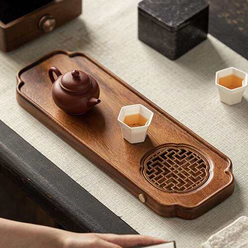 桃木茶盘家用简型约VSB干泡台小储水式托沥盘功夫茶具中胡式水茶