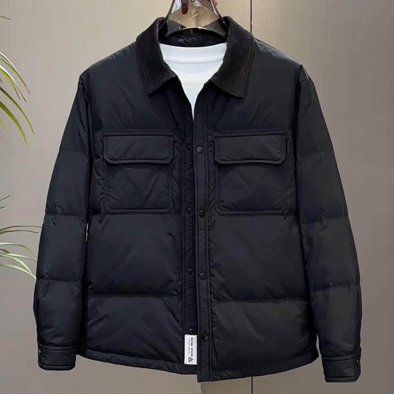 老钱风翻领轻薄羽绒服男韩版宽松休闲保暖外套2026冬季新款高级感