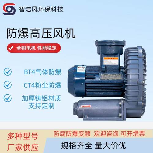 FB管道增压高鼓压风机1.5KW隔爆旋涡气泵FB-033 2.2KW防爆型风机