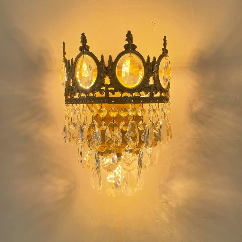 法式复古卧室壁灯美式欧式宫廷风全铜轻奢客厅过道电视墙楼梯壁灯