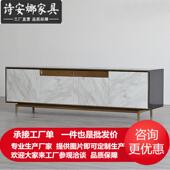 意大利不锈钢轻奢客厅实木雕花现代4门电视柜
