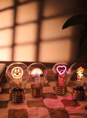 LED复古爱迪生灯泡 卡通造型装饰灯 可发光奇趣摆件卧室彩虹小夜