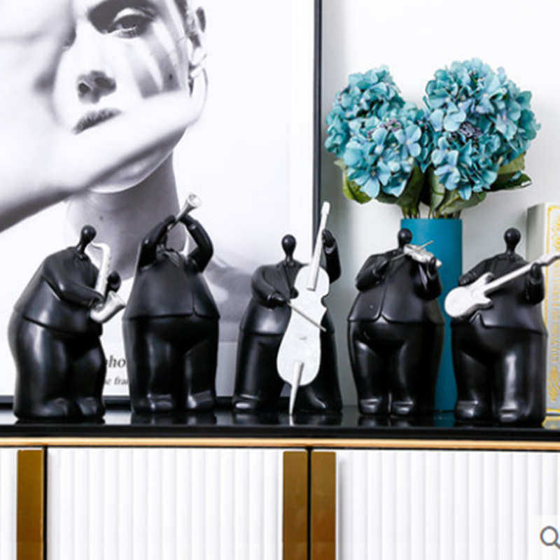 创意可爱乐队卡通人物摆件家居饰品书房儿童房办公桌面小摆件雕像