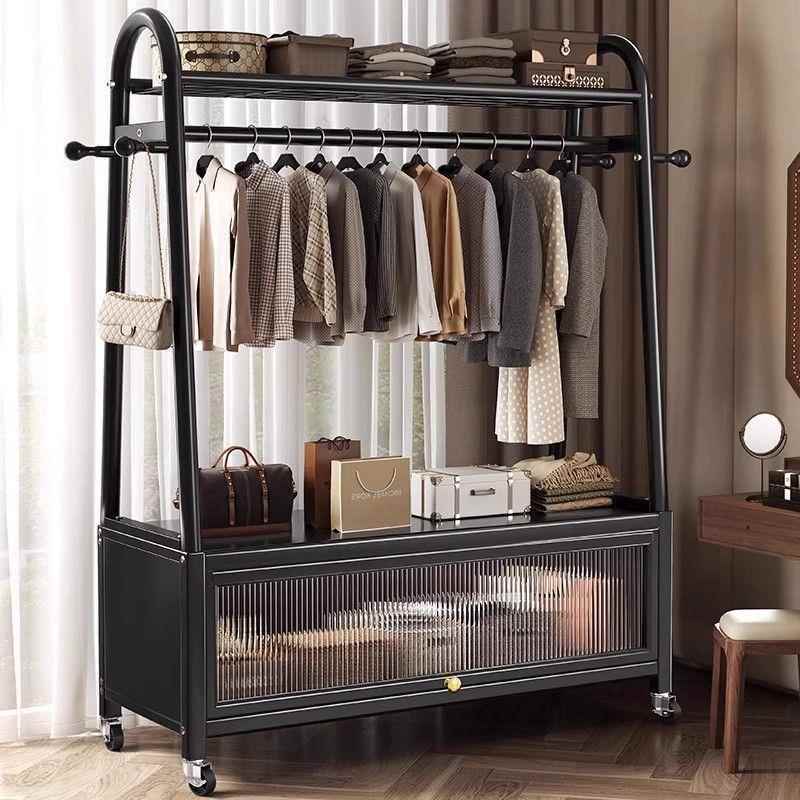 用落地纳衣帽架家架卧IDM室挂衣可移动挂衣服架子防尘收金属晾衣