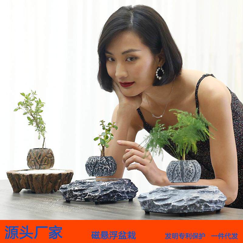 厂磁家北欧悬盆栽简约家居装饰桌面磁办公室咖啡厅浮悬浮花盆M005