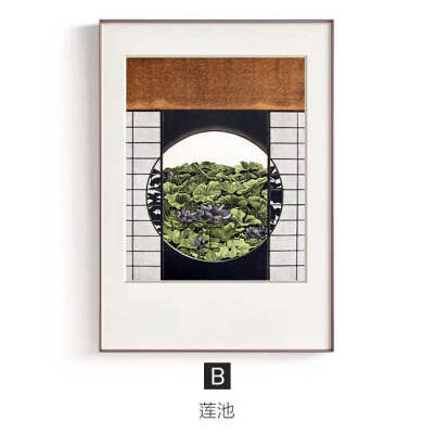 简朴自然原木风建筑挂画铝合金边框挂画赤木集日式文艺餐厅装饰画