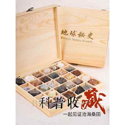 天然岩石原石矿石标本套装小学地质地理石头矿物科学教具火成变质