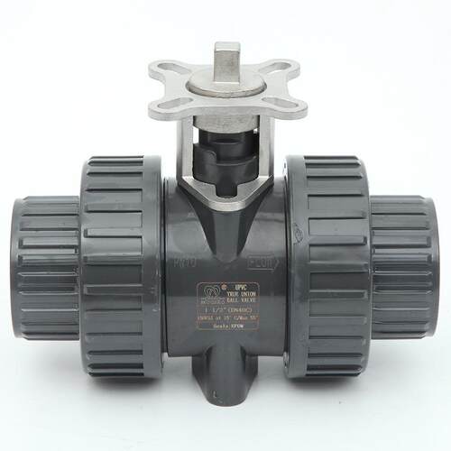 UPVC双由令球阀带支架凸轴 PVC塑料高平台球阀 气动电动球阀