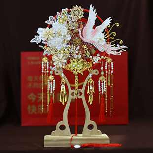 团扇批发结婚新娘秀禾手工婚扇中式 新品 喜扇红色流苏成品团扇9039