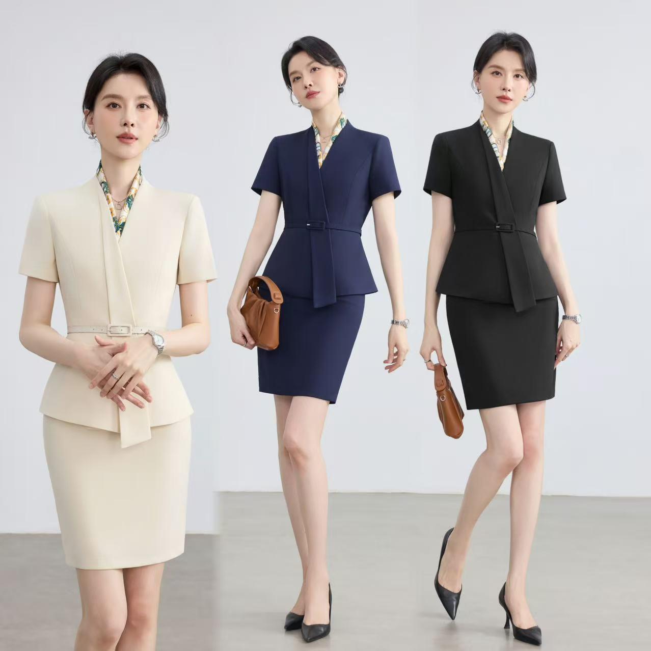 职业工装西装套装女美容院珠宝店接待工作服气质干练修身西服工衣