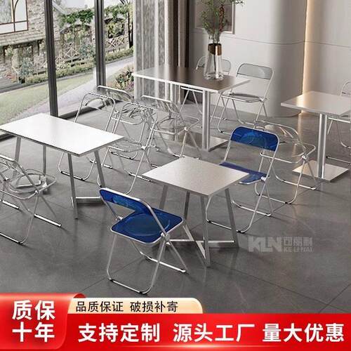 不锈钢餐桌小吃咖啡厅奶茶店快餐桌椅组合饭店不锈钢桌子餐饮商用