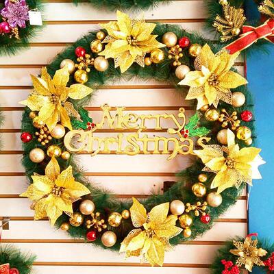 Christmas wreath 40cm 50cm pine needles圣诞节花环装饰环花圈