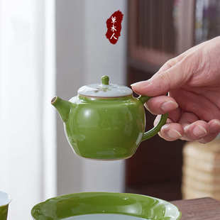 养生泡茶壶小号功夫茶具冲茶器 手绘茶壶陶瓷带过滤单壶家用日式