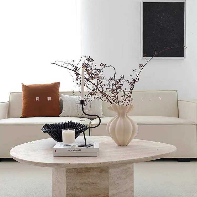 法式大花瓶白色高级感摆件餐桌家居中古风复古艺术花器,家居饰品,花瓶,淘宝优惠券,粉丝福利购,淘宝优惠卷