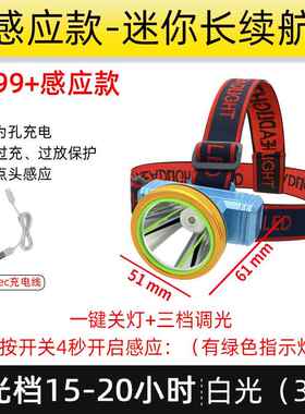 新款typec充电usb头灯强亮光超头戴式照明手电筒钓续超长航矿灯锂