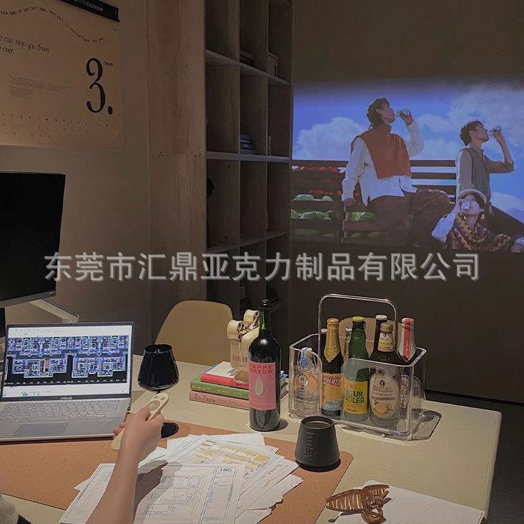 厂家亚克力饮料收纳架厨房多功能架子家用不锈钢手提置物架玻璃