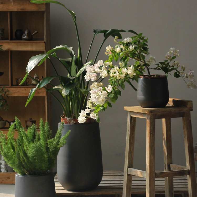 景德镇陶瓷花瓶摆件客厅插花新中式玄关装饰品花器复古粗陶罐花盆