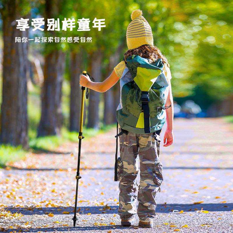 儿童登山杖超轻外锁碳纤维铝合金三节伸缩可调节户外徒步爬山装备