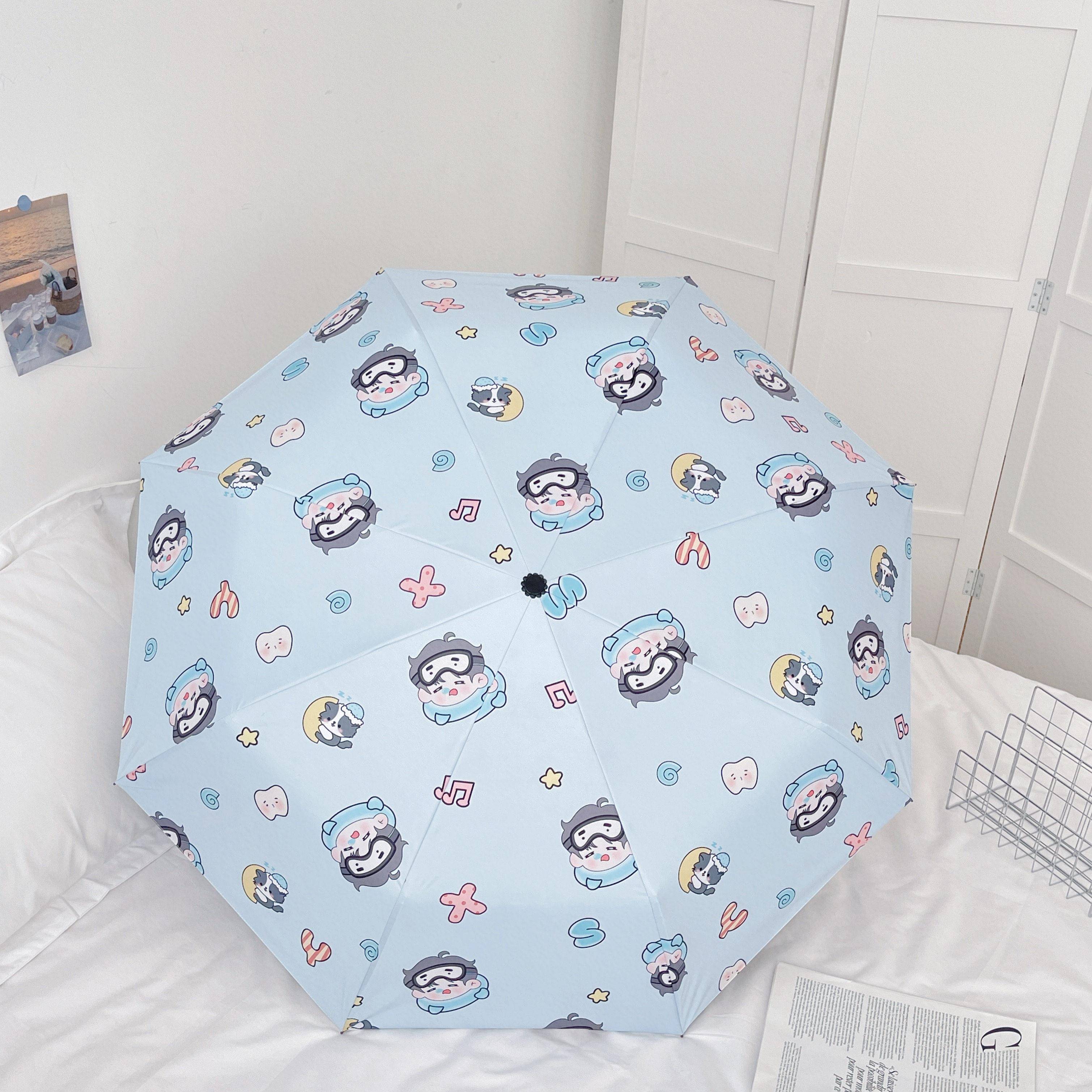 Q版宋亚轩自动雨伞晴雨两用黑胶遮阳伞 UPF50+防晒折叠不锈钢伞骨