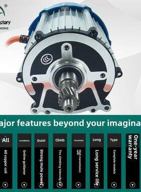 电动三轮车电机48V60V老年滑板车1200W1500W纯铜16齿无刷快速电机