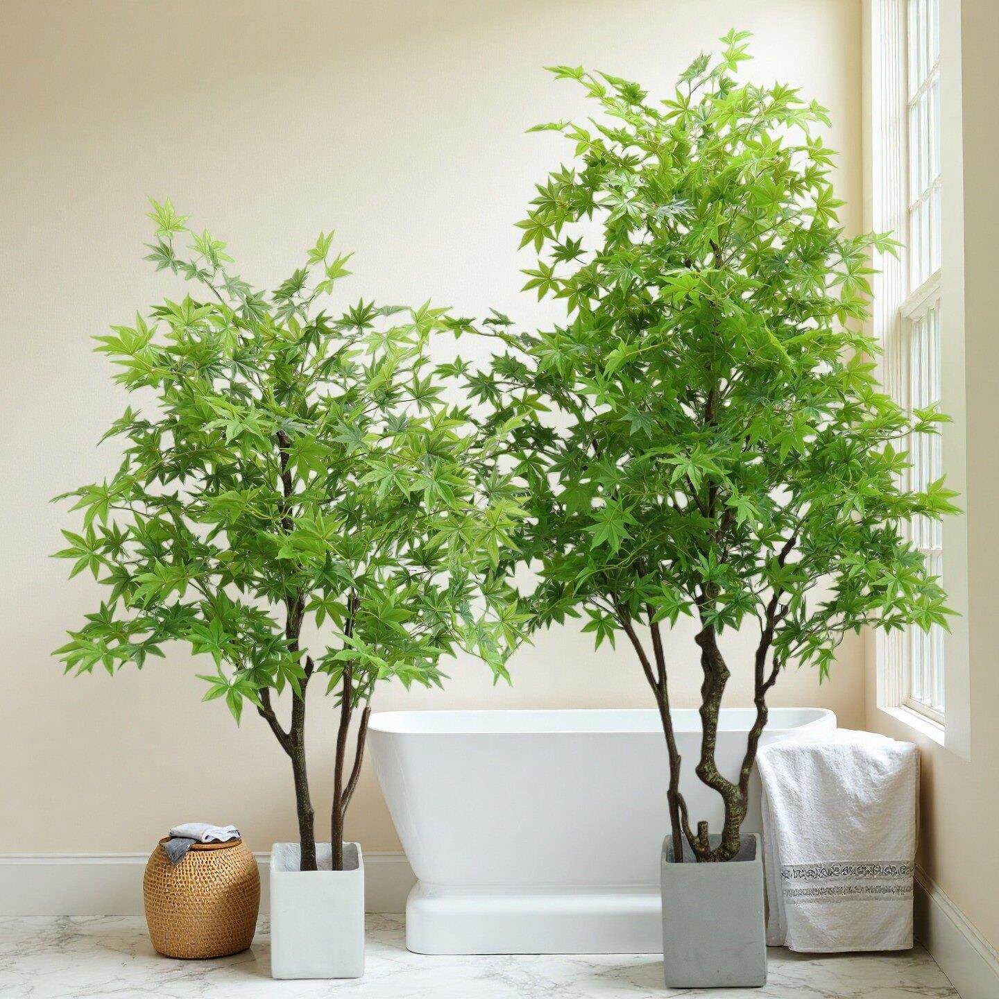 彷真绿枫树大型室内鸡爪槭绿枫落地假花造景北欧假植物假红枫树