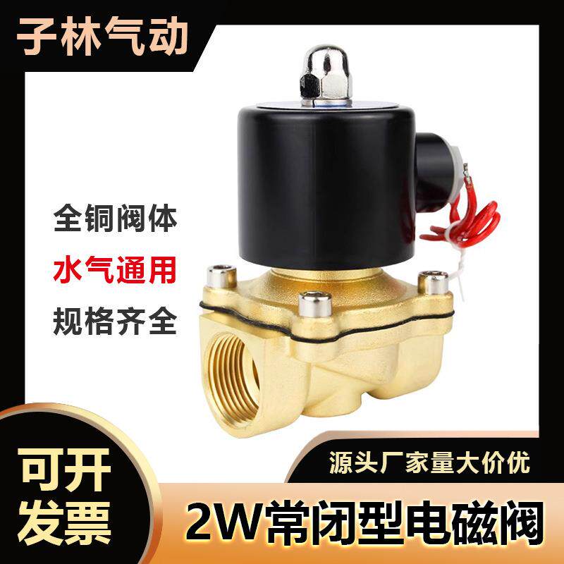 2W铜常闭电磁阀水阀气阀气动开关2分3分4分6分1寸DN08AC220VDC24V