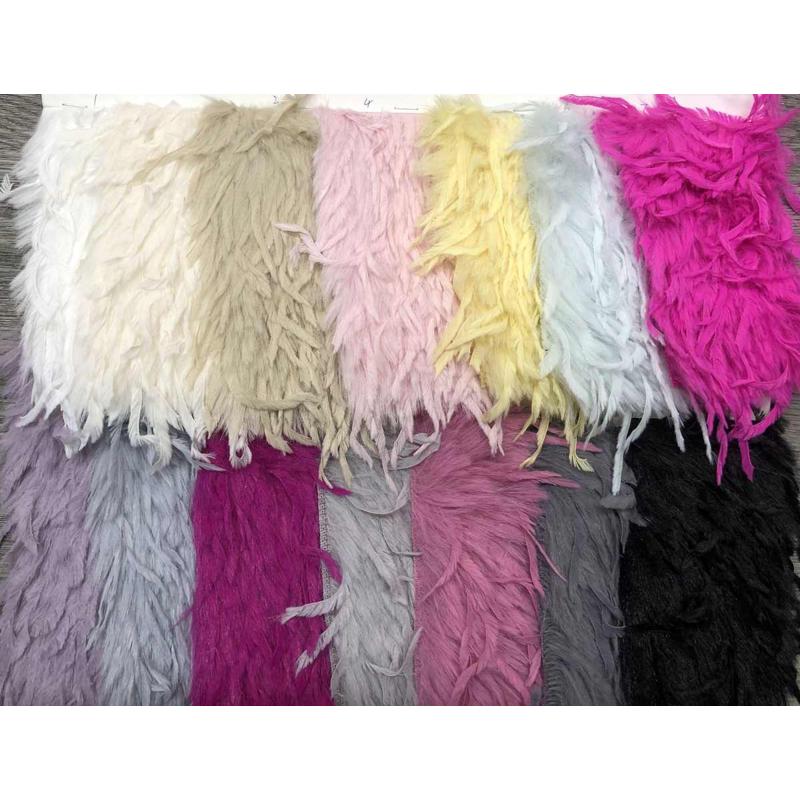 箱包托卡 现货毛绒羽狐狸服装面料 长毛毛新品羽提花女装妃绒布