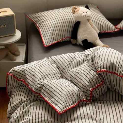 简被条纹全棉水洗棉约被套单件15x200x230纯0棉罩四件套lxy20240