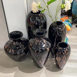 厚重玻璃花瓶摆件客厅插花电视柜玄关样板间家居软装饰品琉璃花器