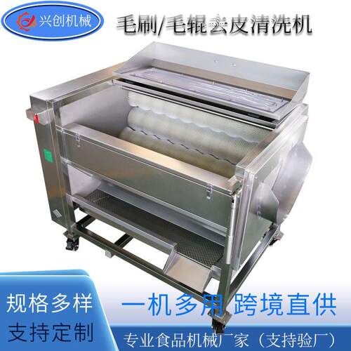 定制肘子猪蹄毛刷清洗机软硬毛土豆胡萝卜变频调速毛辊清洗去皮机