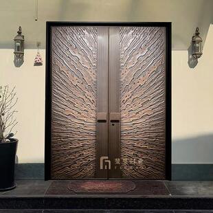 高端别墅精雕铸铝门子母入户门小区农村自建房对开大门进户门全铝