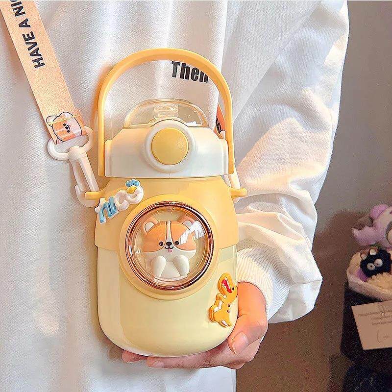 可爱大容量儿童保温杯316女孩学生上学专用吸管杯高颜值宝宝水壶