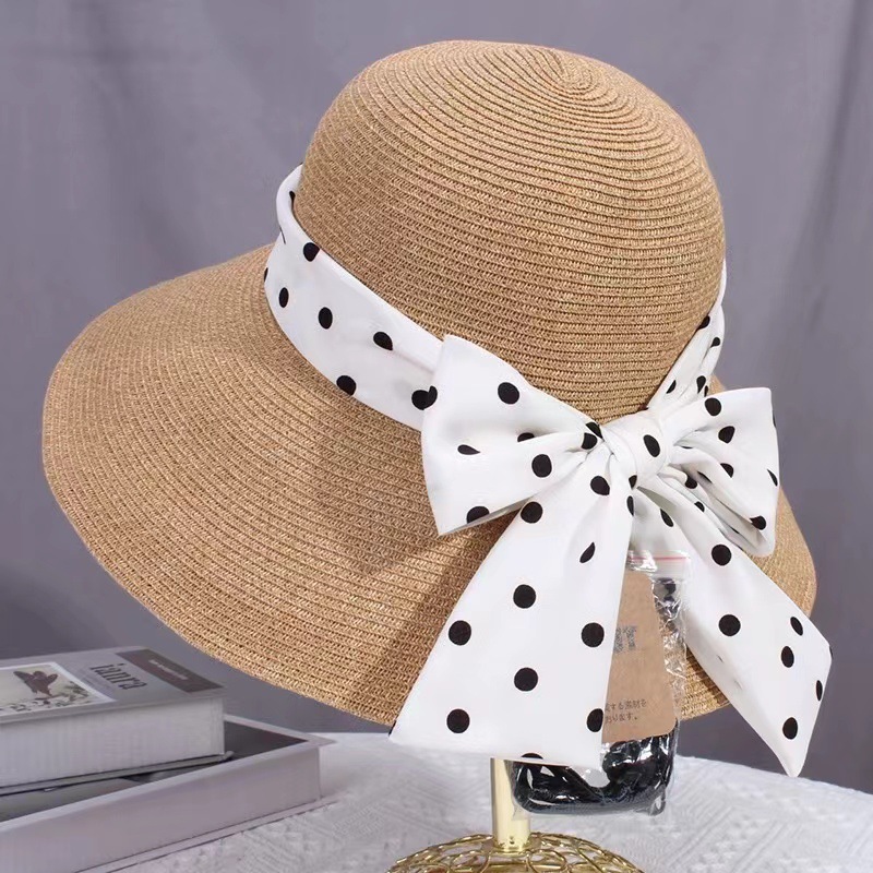 蝴蝶结遮阳帽太阳帽草帽出游帽子