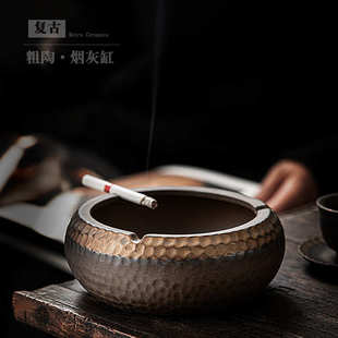 潮流烟缸家用客厅KTV酒吧批发 复古大号陶瓷烟灰缸防飞灰创意个性