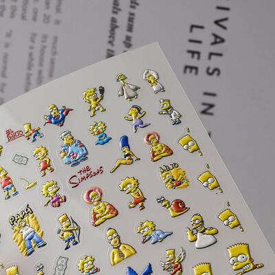 5D Nail Stickers Decals 辛普森搞怪浮雕美甲贴纸指甲饰品贴花
