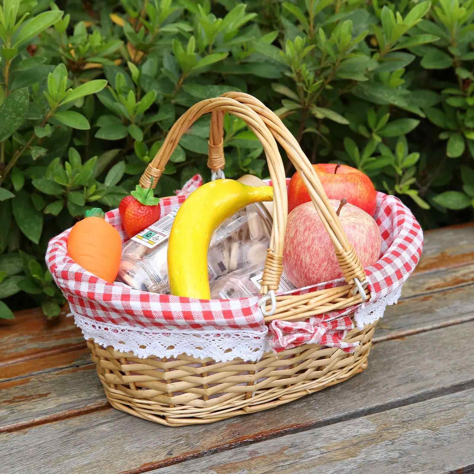 ZK30 Wicker Picnic Basket Willow Woven Hand Basket Rustic Pi