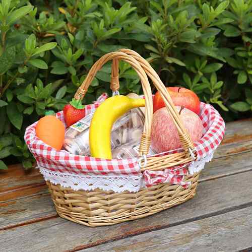ZK30 Wicker Picnic Basket Willow Woven Hand Basket Rustic Pi