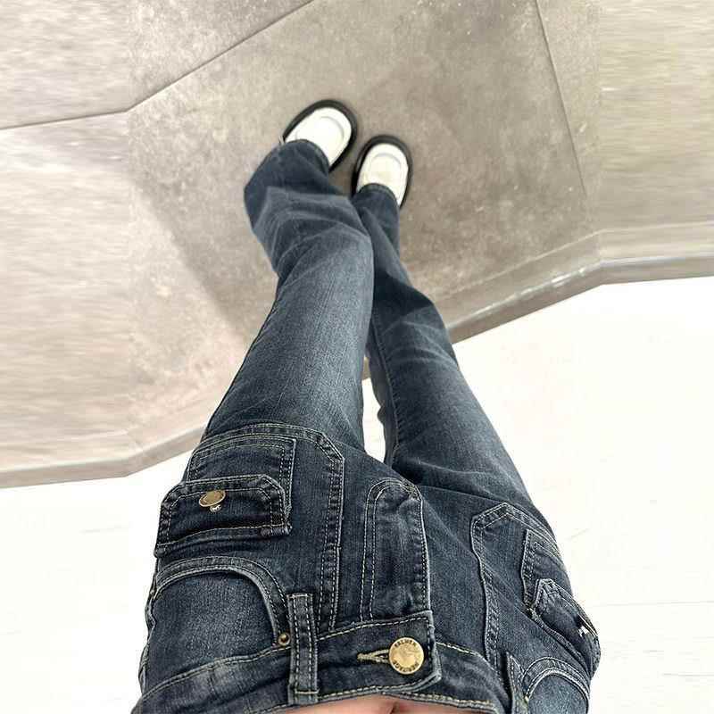 new retro high-waisted micro-cropped jeans women casual