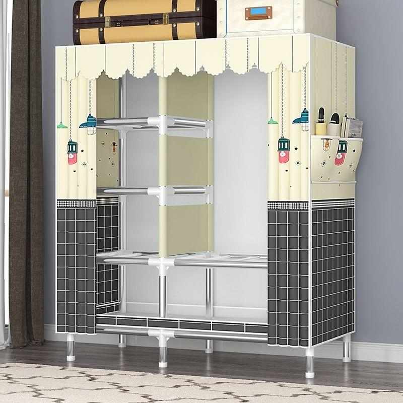 衣柜经济型简易布衣柜家用卧室加粗加厚钢管出租房全钢架收纳柜