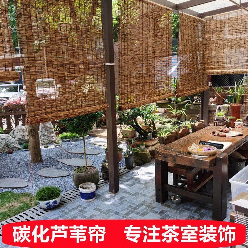 芦苇帘子大卷30米遮阳遮光帘草帘竹帘芦苇帘农家乐墙面装饰装修帘
