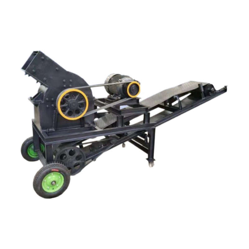 移动式石头锤式破碎机 小型炉渣玻璃粉碎机 花岗石锤破制砂生产线