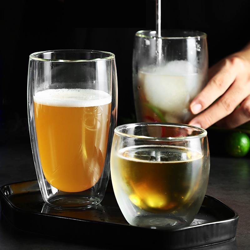厂家 耐热双层玻璃水杯子耐热透明创意广告礼品咖啡杯
