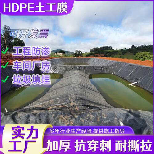 鱼塘防渗膜防水衬垫土膜鱼塘护坡藕池养殖加厚黑色全新料土工膜