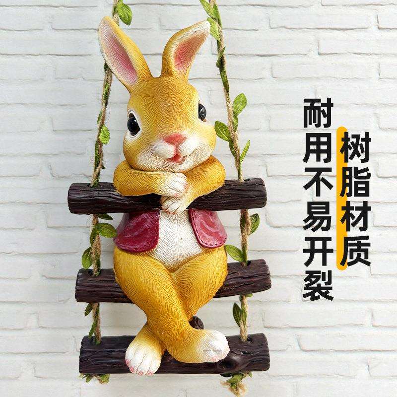 树脂工艺品墙壁装饰挂件创意庭院园艺爬树吊件动物阳台户外装饰