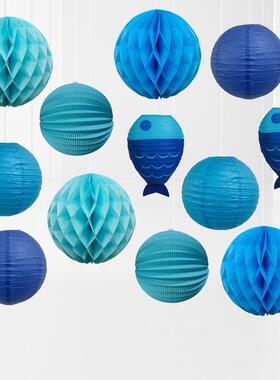 春夏绿色主题橱窗纸扇灯笼挂件吊饰背景墙幼儿园教室装饰活动布置