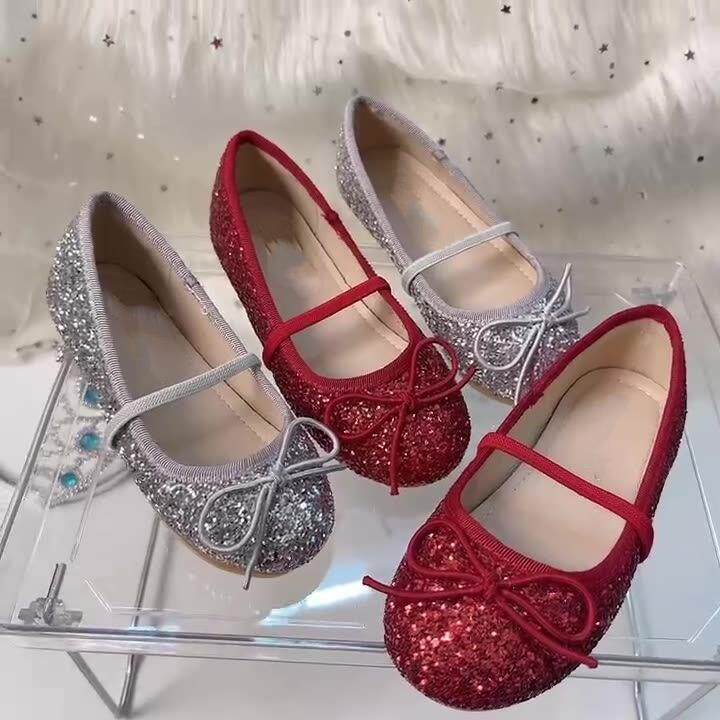 女童舒适透气水晶鞋春季新款舞台演出平底鞋搭配礼服女孩儿童单鞋