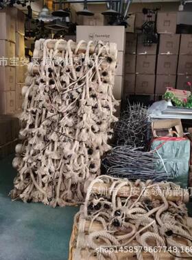 美式灯Loft竹麻绳灯餐厅客厅服装768店咖筒吊啡厅个性竹子灯吊具