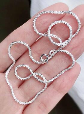 Authentic S925 Sterling Silver Necklace 2mm Sparkling Collar