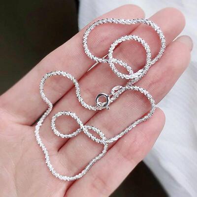 Authentic S925 Sterling Silver Necklace 2mm Sparkling Collar
