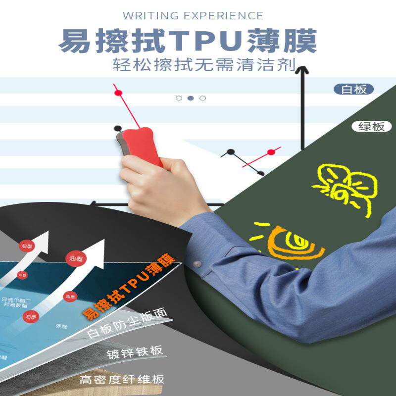 板写字板白可折叠支架式U型办黑板可擦QLW写磁力用墙家贴公室学校